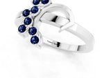 Marquise Blue Sapphire Floral Cluster Bypass Ring in Silver with Prong Setting_1