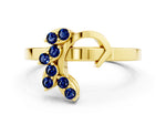 Marquise Blue Sapphire Floral Cluster Bypass Ring in Yellow gold with Prong Setting
