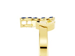 Marquise Blue Sapphire Floral Cluster Bypass Ring in Yellow gold with Prong Setting_5