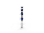 Marquise Blue Sapphire Milgrain Half Eternity Band in Platinum with Bezel Setting_2