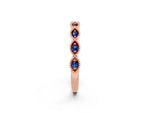 Marquise Blue Sapphire Milgrain Half Eternity Band in Rose gold with Bezel Setting_2