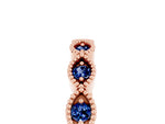 Marquise Blue Sapphire Milgrain Half Eternity Band in Rose gold with Bezel Setting_5