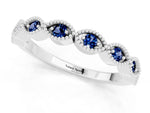 Marquise Blue Sapphire Milgrain Half Eternity Band in Silver with Bezel Setting_1