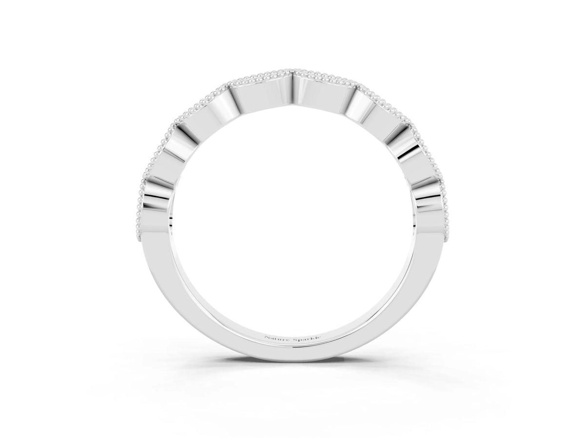 Marquise Blue Sapphire Milgrain Half Eternity Band in Silver with Bezel Setting_3