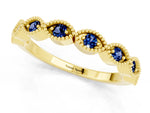 Marquise Blue Sapphire Milgrain Half Eternity Band in Yellow gold with Bezel Setting_1