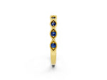 Marquise Blue Sapphire Milgrain Half Eternity Band in Yellow gold with Bezel Setting_2