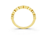 Marquise Blue Sapphire Milgrain Half Eternity Band in Yellow gold with Bezel Setting_3