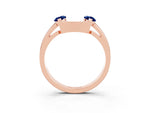 Marquise Blue Sapphire Open Band Ring in Rose gold with Tension Setting_3