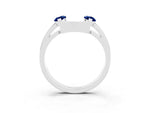 Marquise Blue Sapphire Open Band Ring in Silver with Tension Setting_3