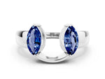 Marquise Blue Sapphire Open Band Ring in White gold with Tension Setting