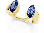 Marquise Blue Sapphire Open Band Ring in Yellow gold with Tension Setting_1