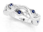 Marquise Blue Sapphire Vine Eternity Band in Silver with Bezel Setting_1