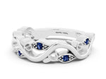 Marquise Blue Sapphire Vine Eternity Band in White gold with Bezel Setting