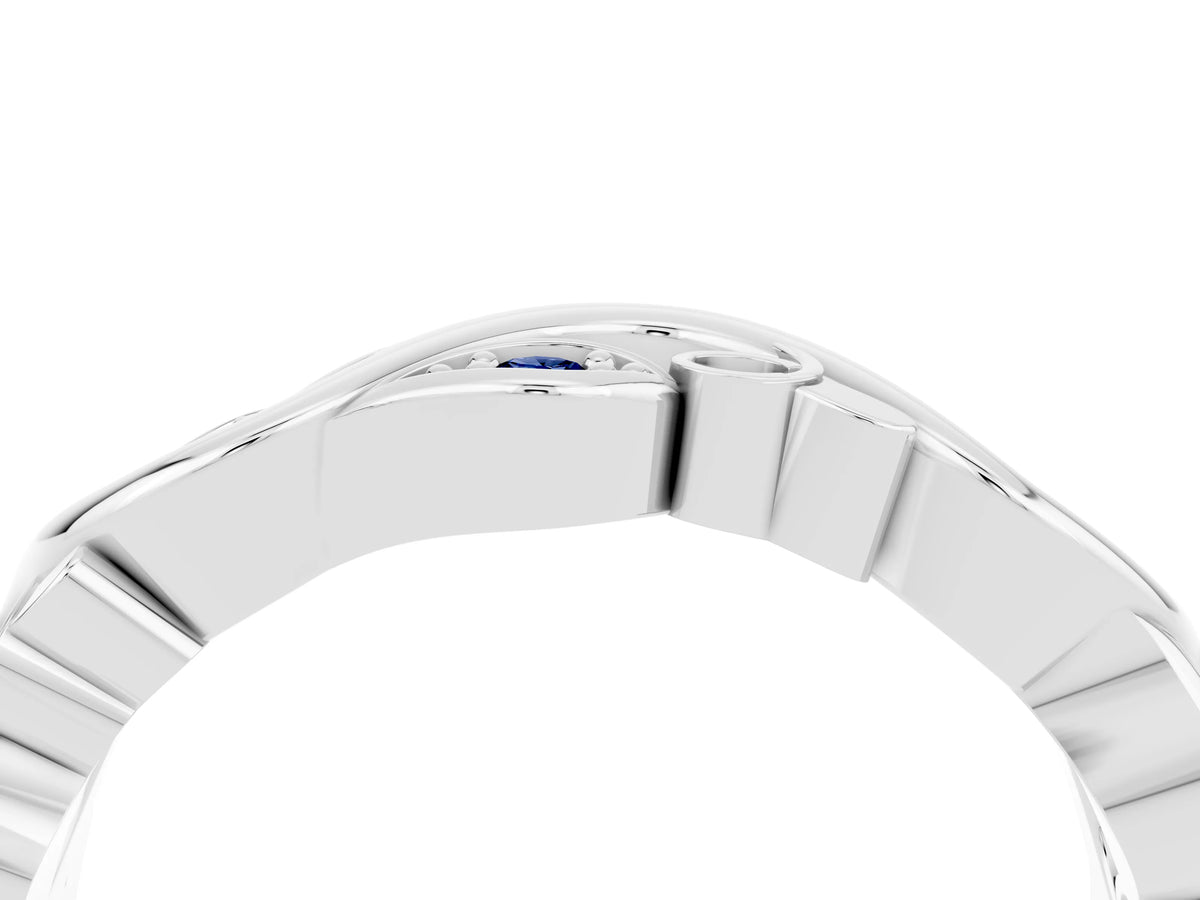 Marquise Blue Sapphire Vine Eternity Band in White gold with Bezel Setting_4