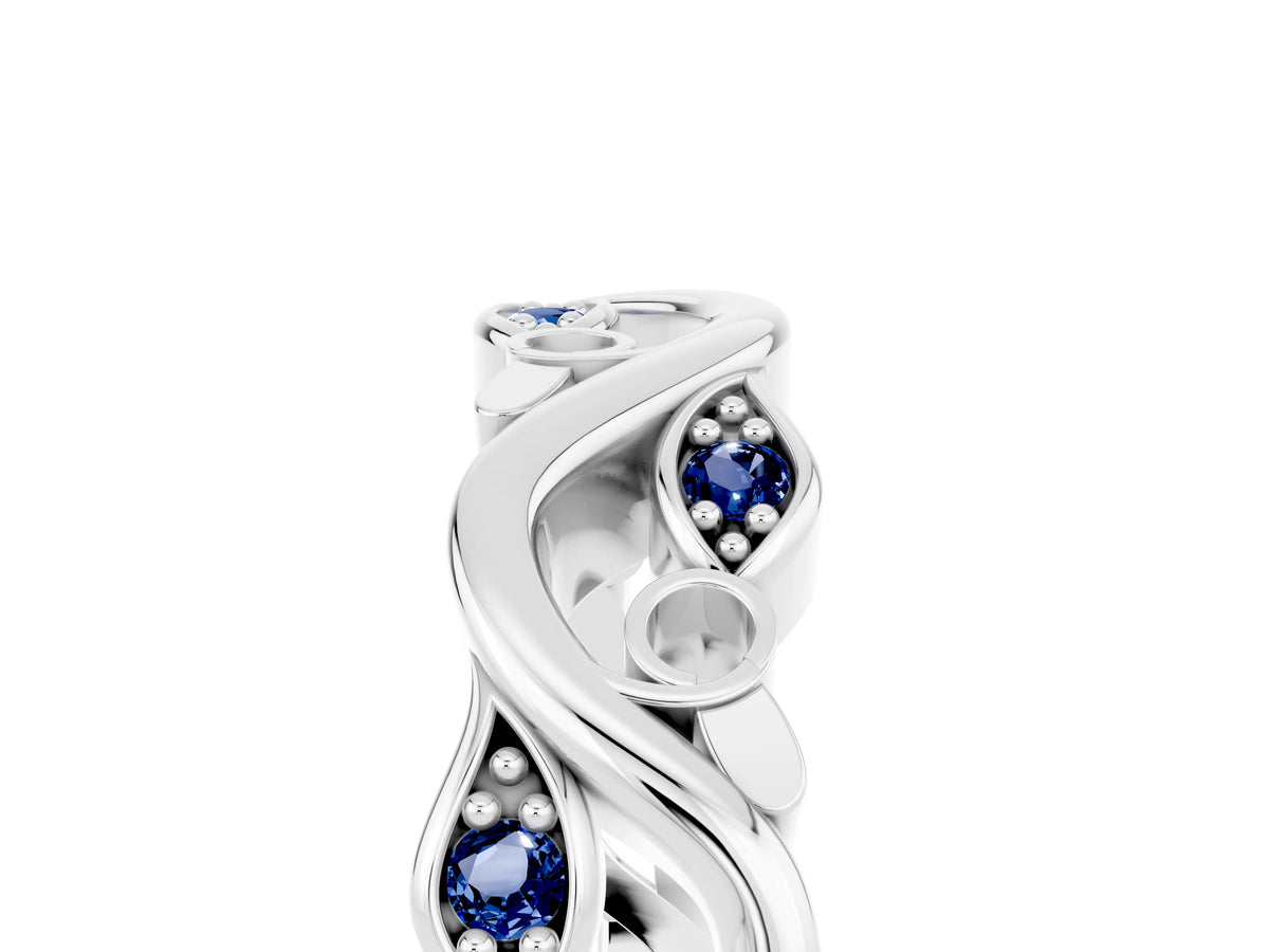 Marquise Blue Sapphire Vine Eternity Band in White gold with Bezel Setting_5