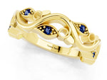 Marquise Blue Sapphire Vine Eternity Band in Yellow gold with Bezel Setting_1