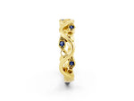 Marquise Blue Sapphire Vine Eternity Band in Yellow gold with Bezel Setting_2