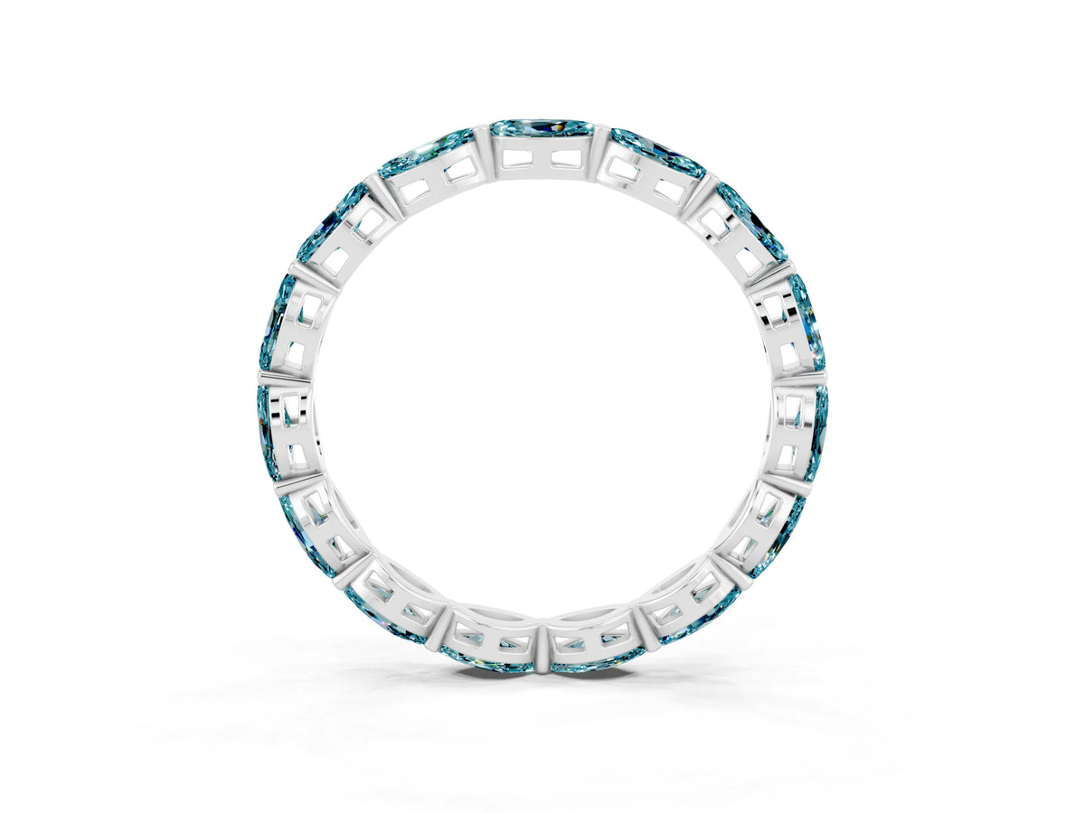Marquise Blue Topaz Eternity Band in Platinum with U-Prong Setting_3