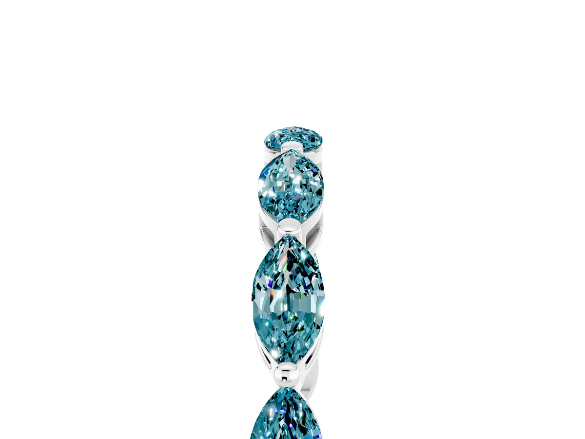 Marquise Blue Topaz Eternity Band in Platinum with U-Prong Setting_5