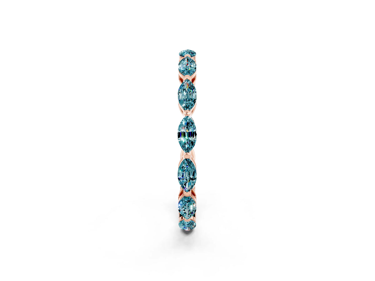 Marquise Blue Topaz Eternity Band in Rose gold with U-Prong Setting_2