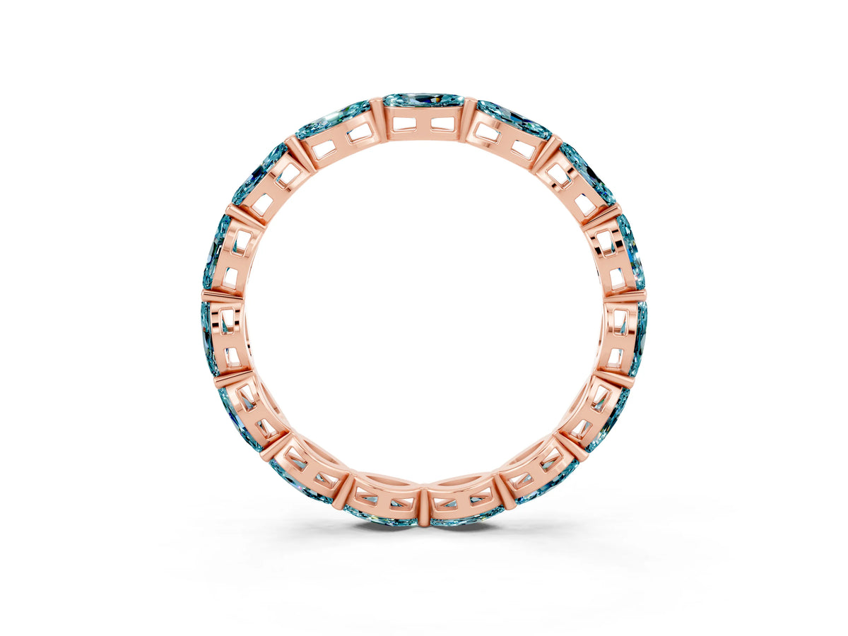 Marquise Blue Topaz Eternity Band in Rose gold with U-Prong Setting_3