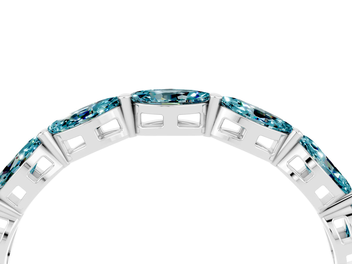 Marquise Blue Topaz Eternity Band in Silver with U-Prong Setting_4