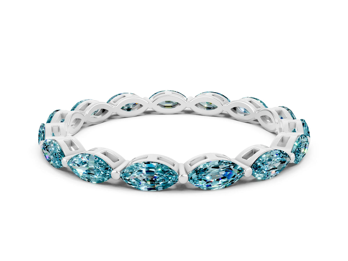 Marquise Blue Topaz Eternity Band in White gold with U-Prong Setting