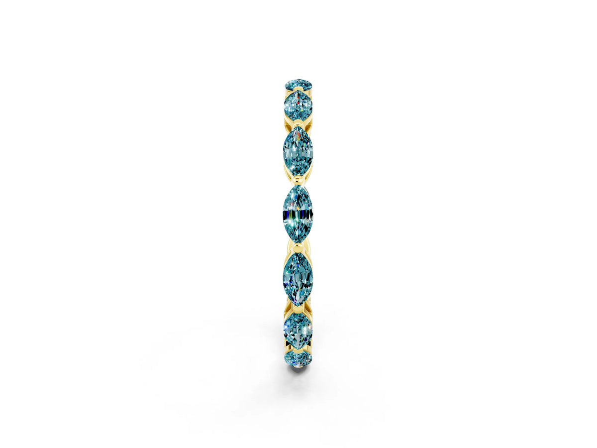 Marquise Blue Topaz Eternity Band in Yellow gold with U-Prong Setting_2