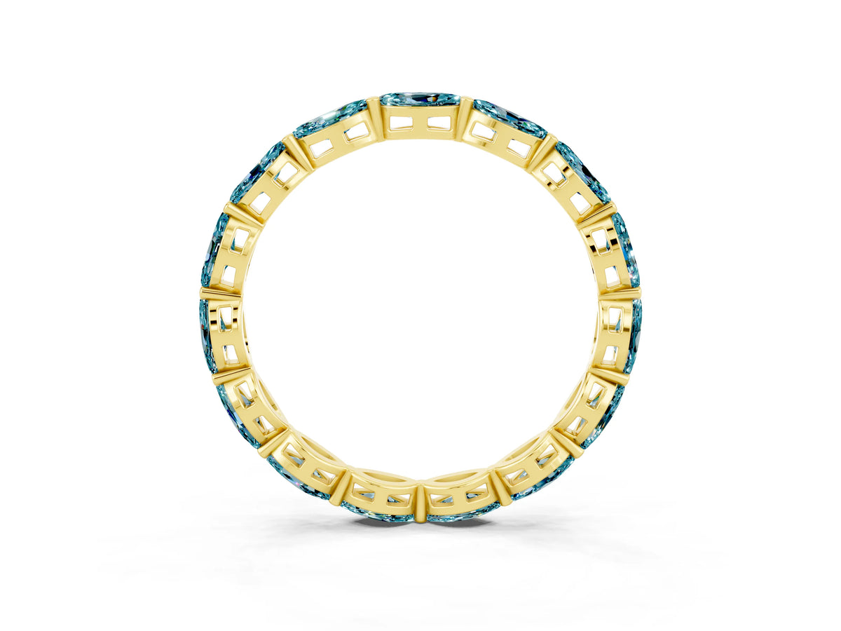 Marquise Blue Topaz Eternity Band in Yellow gold with U-Prong Setting_3