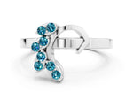 Marquise Blue Topaz Floral Cluster Bypass Ring in Platinum with Prong Setting