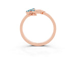Marquise Blue Topaz Floral Cluster Bypass Ring in Rose gold with Prong Setting_3