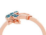 Marquise Blue Topaz Floral Cluster Bypass Ring in Rose gold with Prong Setting_4