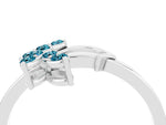 Marquise Blue Topaz Floral Cluster Bypass Ring in White gold with Prong Setting_4
