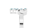Marquise Blue Topaz Floral Cluster Bypass Ring in White gold with Prong Setting_5