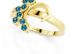 Marquise Blue Topaz Floral Cluster Bypass Ring in Yellow gold with Prong Setting_1