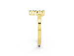 Marquise Blue Topaz Floral Cluster Bypass Ring in Yellow gold with Prong Setting_2