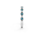 Marquise Blue Topaz Milgrain Half Eternity Band in Platinum with Bezel Setting_2