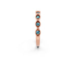 Marquise Blue Topaz Milgrain Half Eternity Band in Rose gold with Bezel Setting_2