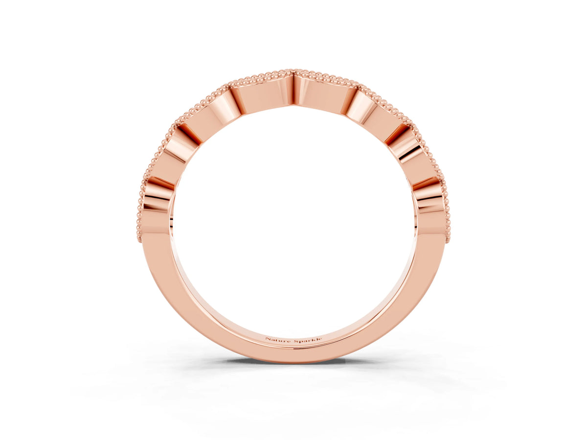 Marquise Blue Topaz Milgrain Half Eternity Band in Rose gold with Bezel Setting_3