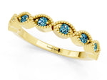 Marquise Blue Topaz Milgrain Half Eternity Band in Yellow gold with Bezel Setting_1