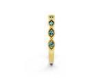 Marquise Blue Topaz Milgrain Half Eternity Band in Yellow gold with Bezel Setting_2