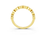 Marquise Blue Topaz Milgrain Half Eternity Band in Yellow gold with Bezel Setting_3