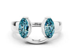 Marquise Blue Topaz Open Band Ring in Silver with Tension Setting