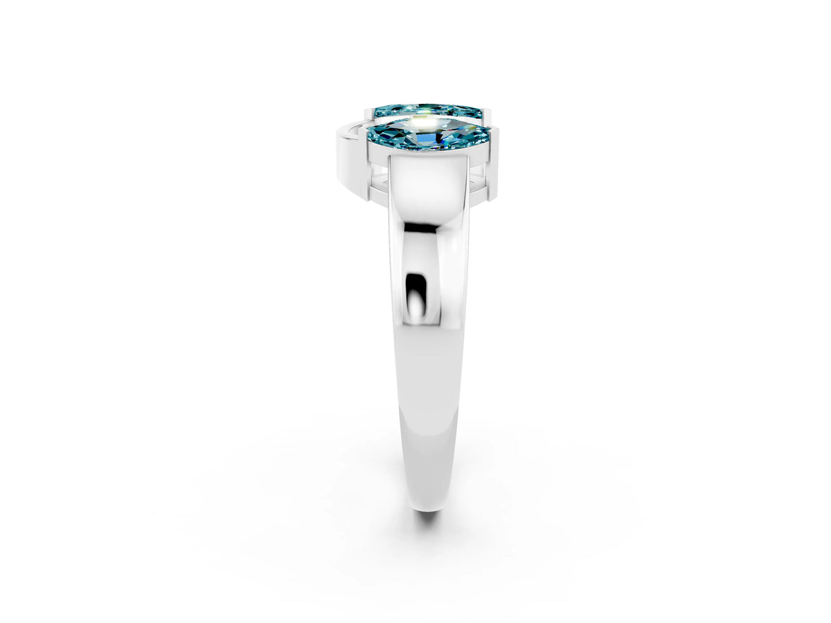 Marquise Blue Topaz Open Band Ring in Silver with Tension Setting_2