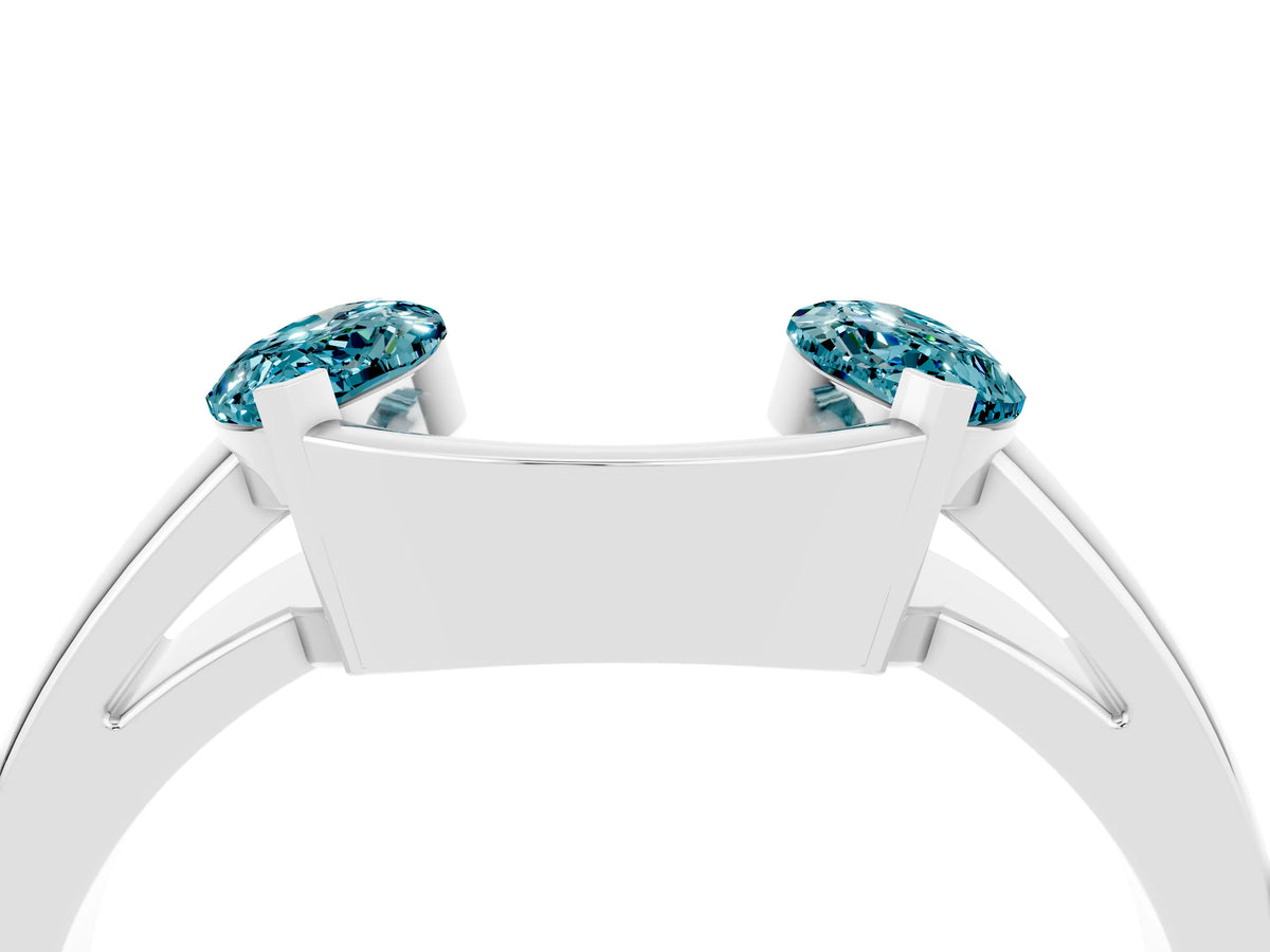 Marquise Blue Topaz Open Band Ring in Silver with Tension Setting_4