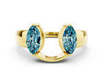 Marquise Blue Topaz Open Band Ring in Yellow gold with Tension Setting