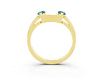Marquise Blue Topaz Open Band Ring in Yellow gold with Tension Setting_3