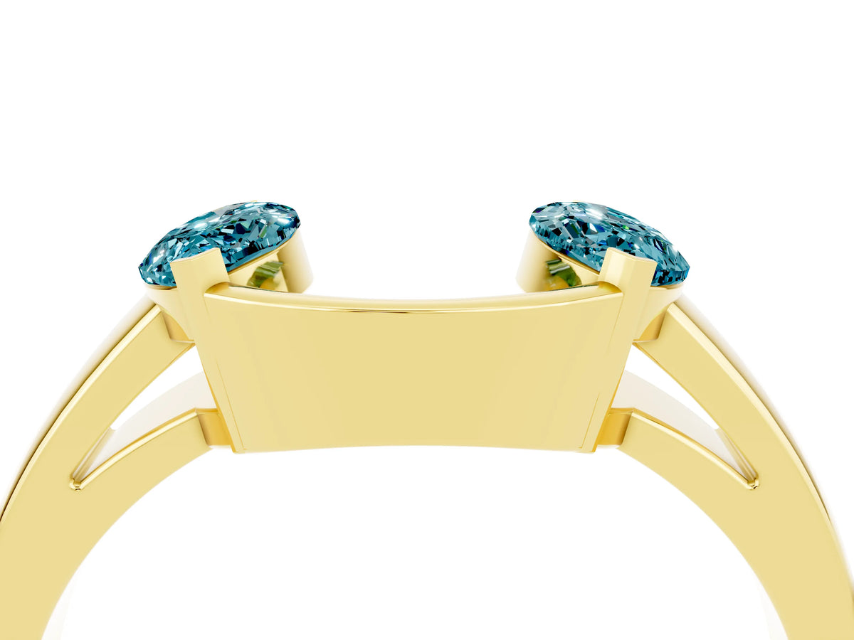 Marquise Blue Topaz Open Band Ring in Yellow gold with Tension Setting_4