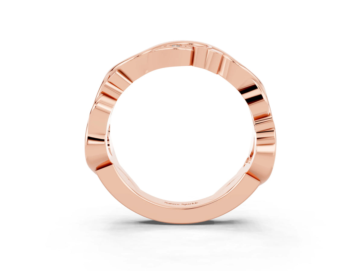 Marquise Blue Topaz Vine Eternity Band in Rose gold with Bezel Setting_3