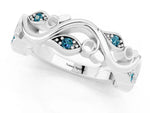 Marquise Blue Topaz Vine Eternity Band in Silver with Bezel Setting_1